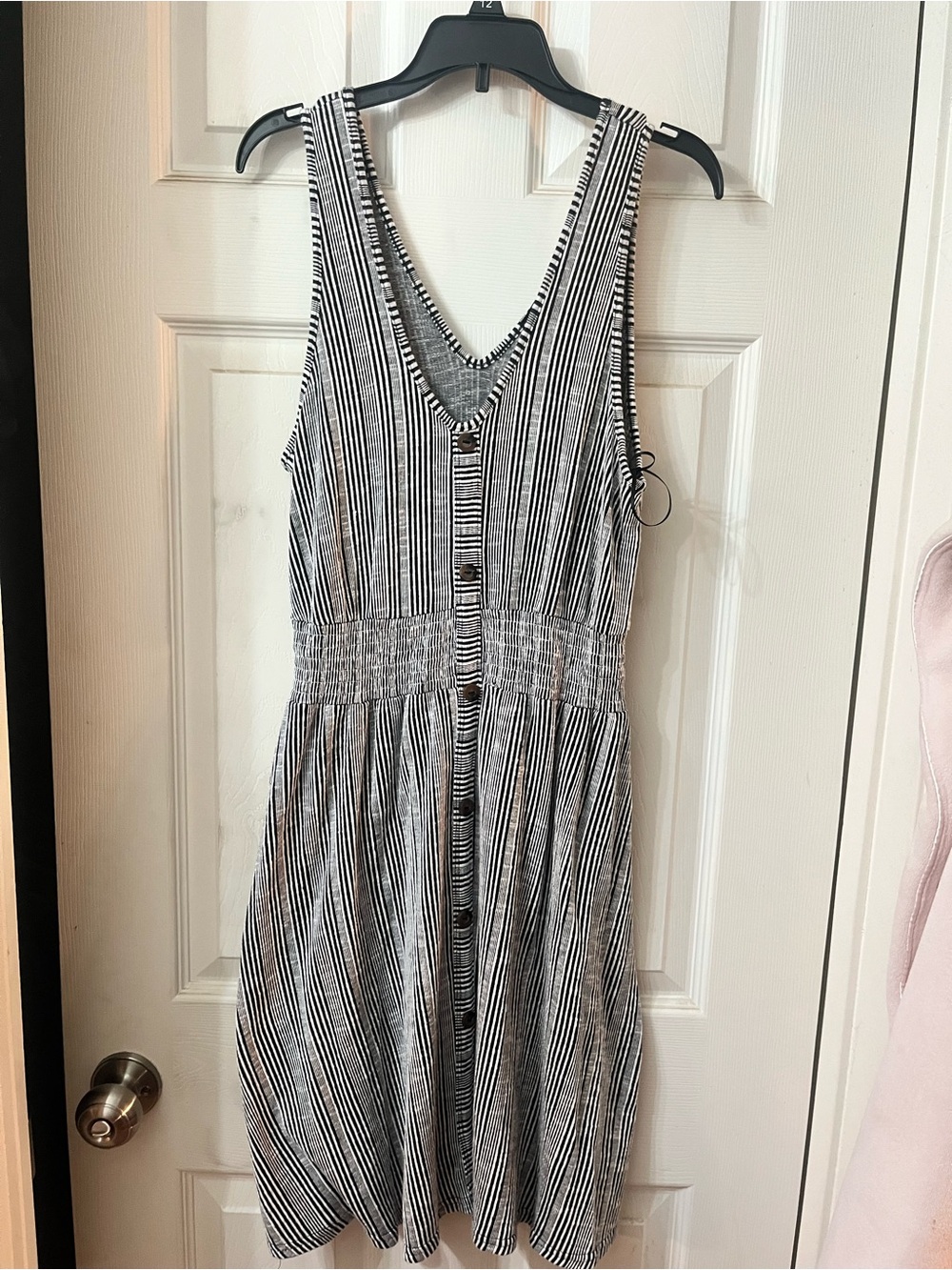 Caution To The Wind Black & White Striped V-Neck Midi Dress
